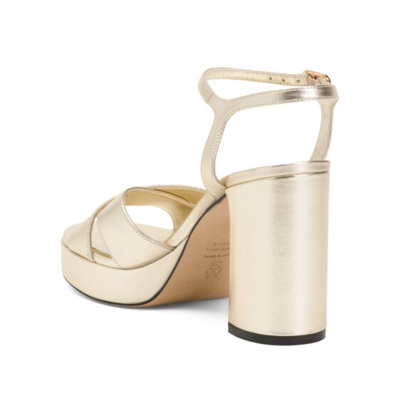 STUART WEITZMAN Light Gold Made In Spain Leather Dayna Platform Sandals - Picture 2 of 2